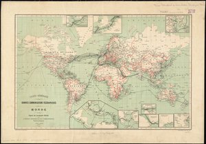 1901年国际电报局出版的电报线世界地图规模：[ca。 1：70000000]